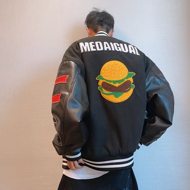 予約販売】スタジャン ブルゾン アメリカン レザー B系 防寒 メンズ