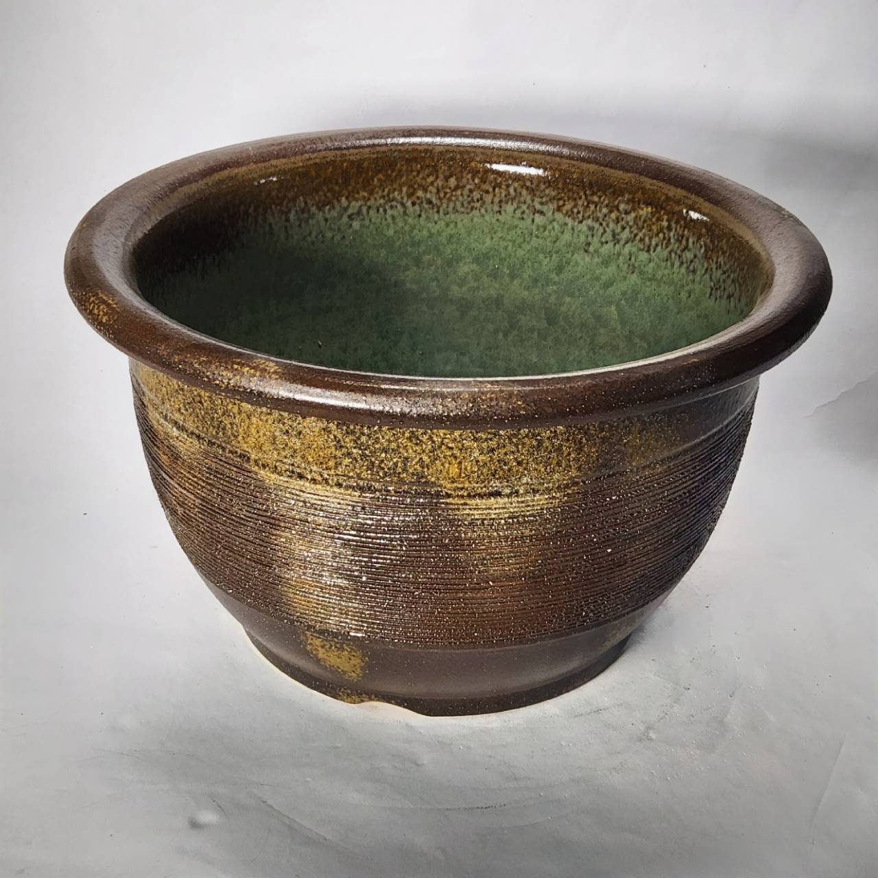 窯肌櫛目水鉢 15号／睡蓮鉢（信楽焼き・陶器・水鉢・めだか鉢・メダカ