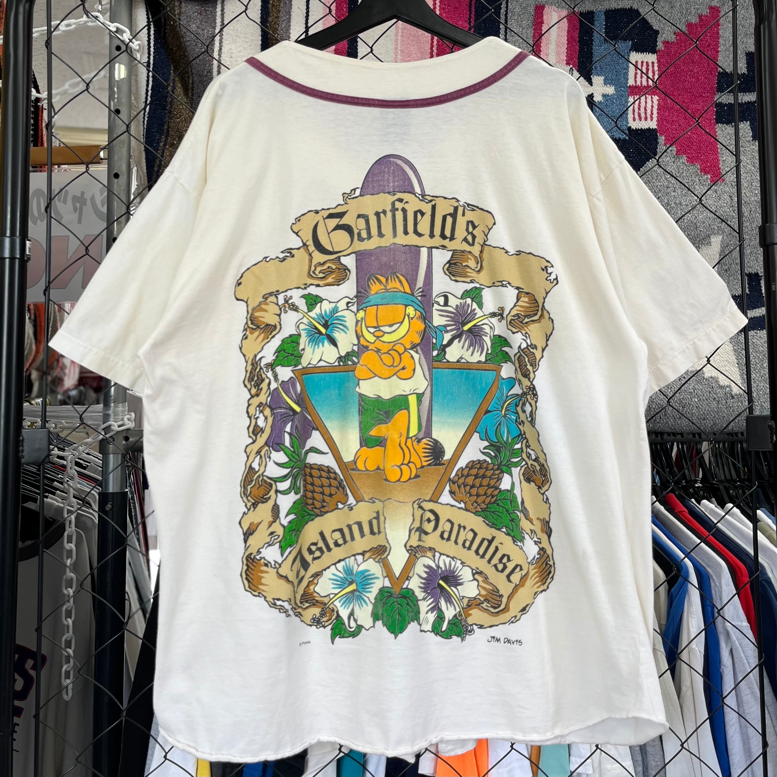 90s ガーフィールド キャラクター系 ベースボールTシャツ デザインプリント XL 古着 古着屋 埼玉 オンライン 通販