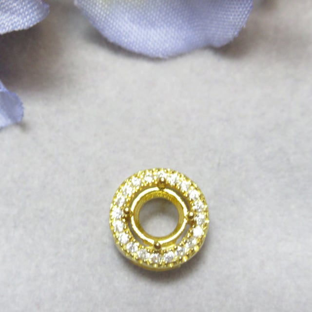 アウトレット5㎜ CZフレーム カラム S925 ペンダント セッティング YG