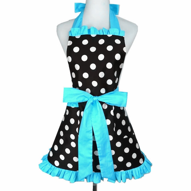 [Blue] Dot Frilled Ribbon　　F008