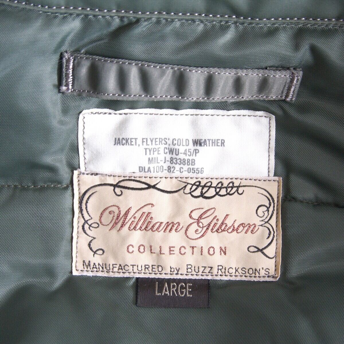 美品】 BUZZ RICKSON'S【William Gibson CWU-45/P DOWN FILLED】 L