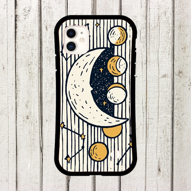 受注生産 iPhoneケース 月相と縦ラインのクラシック星図｜星図風 STAR051A