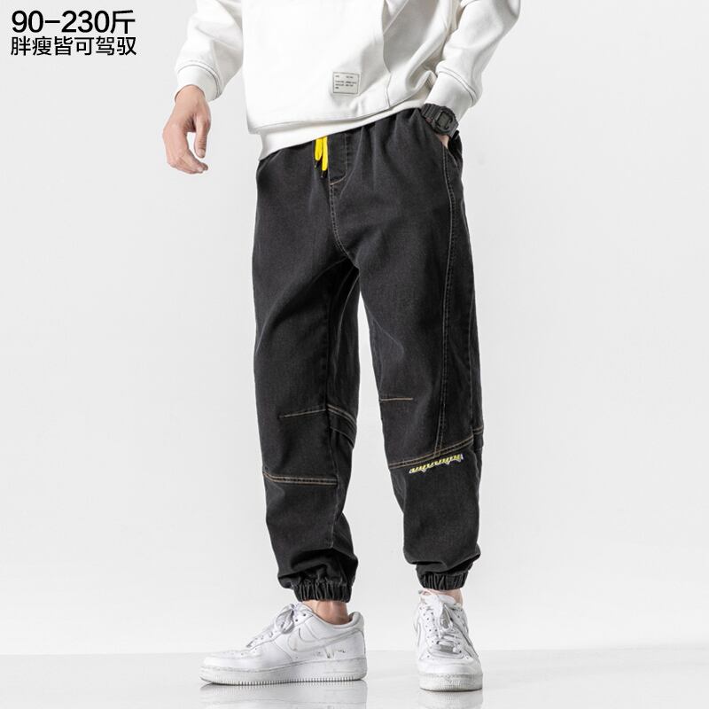 刺繍ジーンズ ルーズパンツ スプリングサマー 大きめサイズ 春物 夏物 ステッチ ヒップホッププラスサイズ96481590970