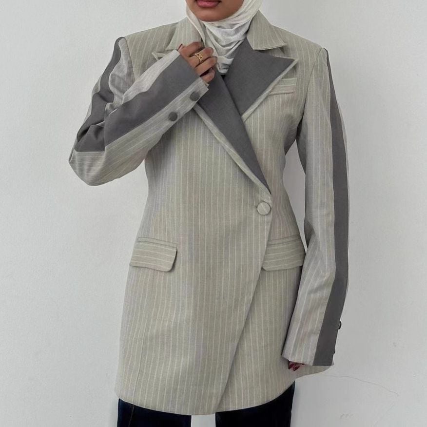 DOUBLE COLLAR STRIPE TAILORED BLAZER M-15539