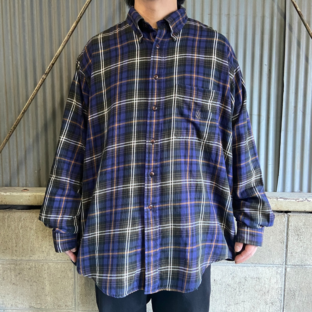 ビッグサイズ 90年代 NAUTICA ノーティカ チェック柄 ライトネルシャツ 