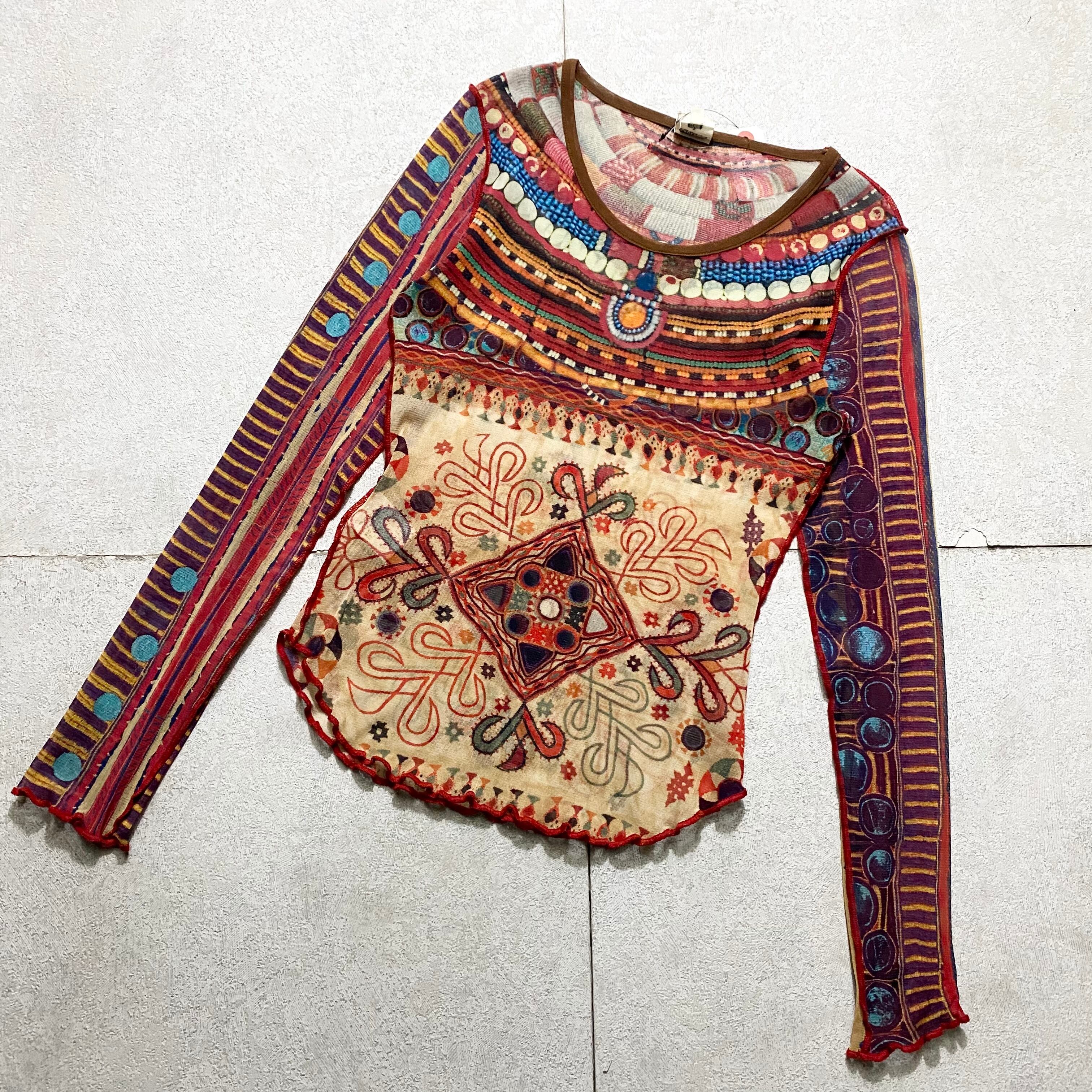 JEAN PAUL GAULTIER FEMME ethnic pattern power-net | NOIR ONLINE