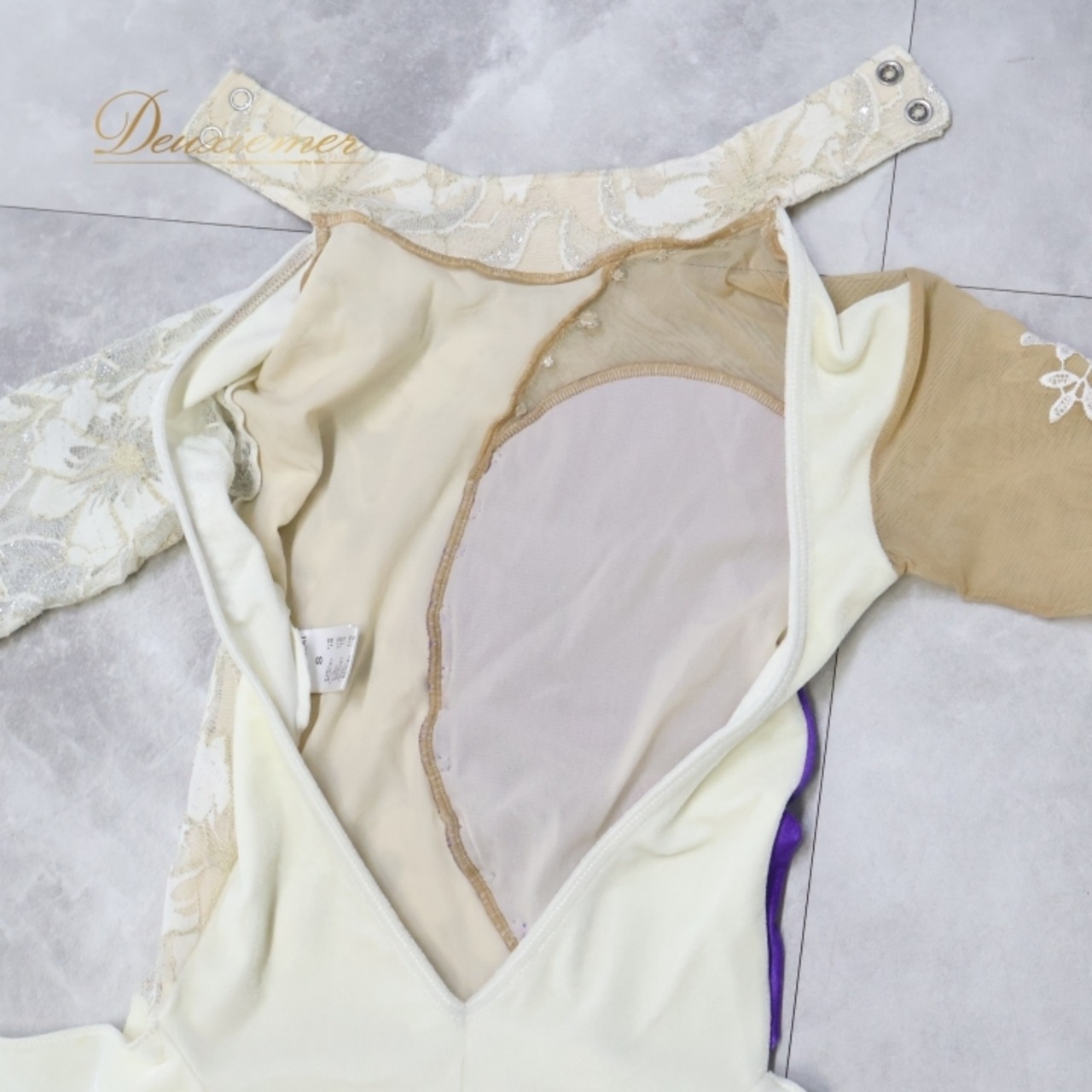 ジャズダンス 衣装 チャコット Chacott 日本製 ワンピース ドレス ホワイト系 パープル系 白 紫 アイボリー ベロア ダンス パーティ フィギュア 舞台 ジャズダンス 衣装 ワンピース ドレス おしゃれ Sサイズ ステージ衣装 大人用 コスチューム