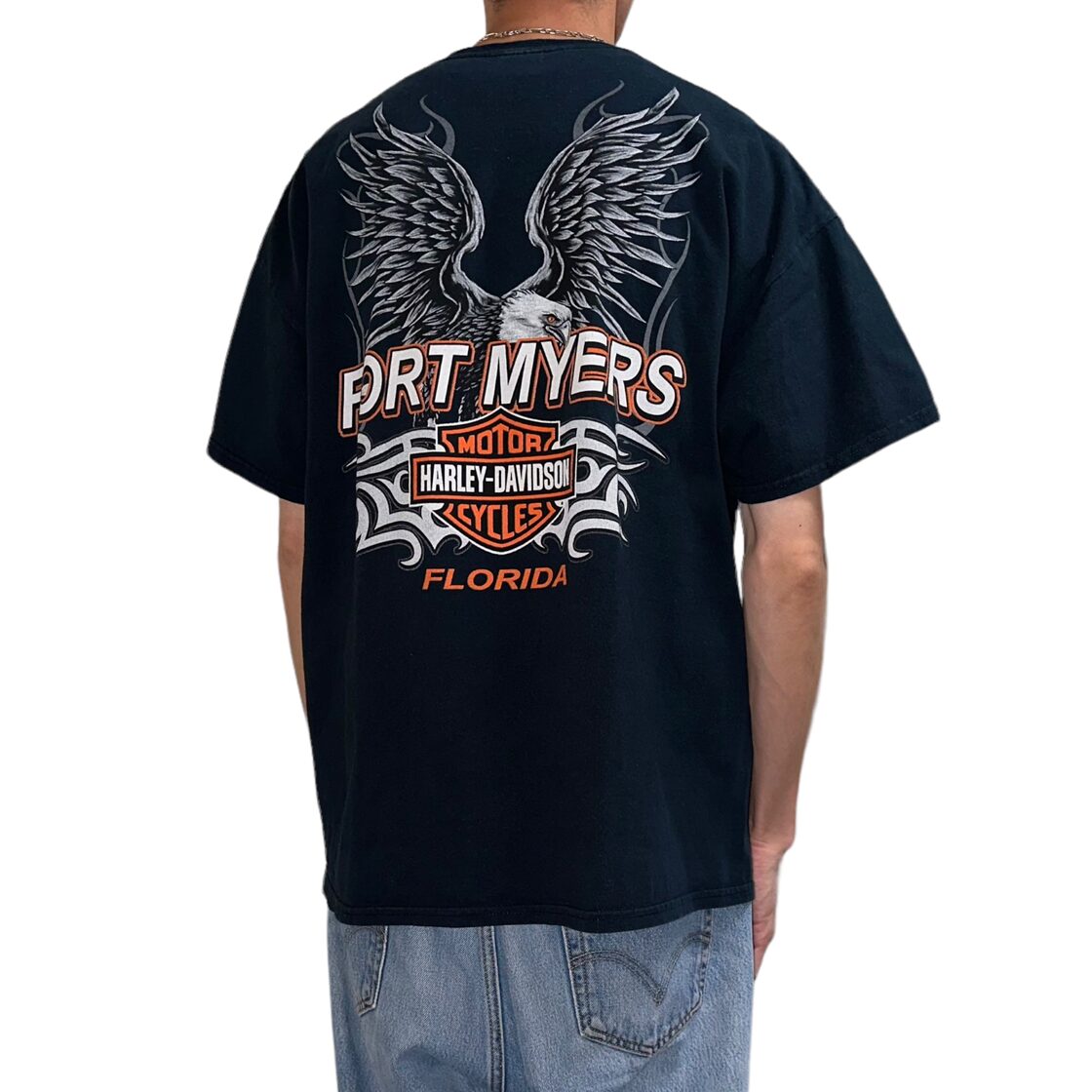 ハーレーダビッドソン イーグル バックプリント Tシャツ ビッグサイズ 