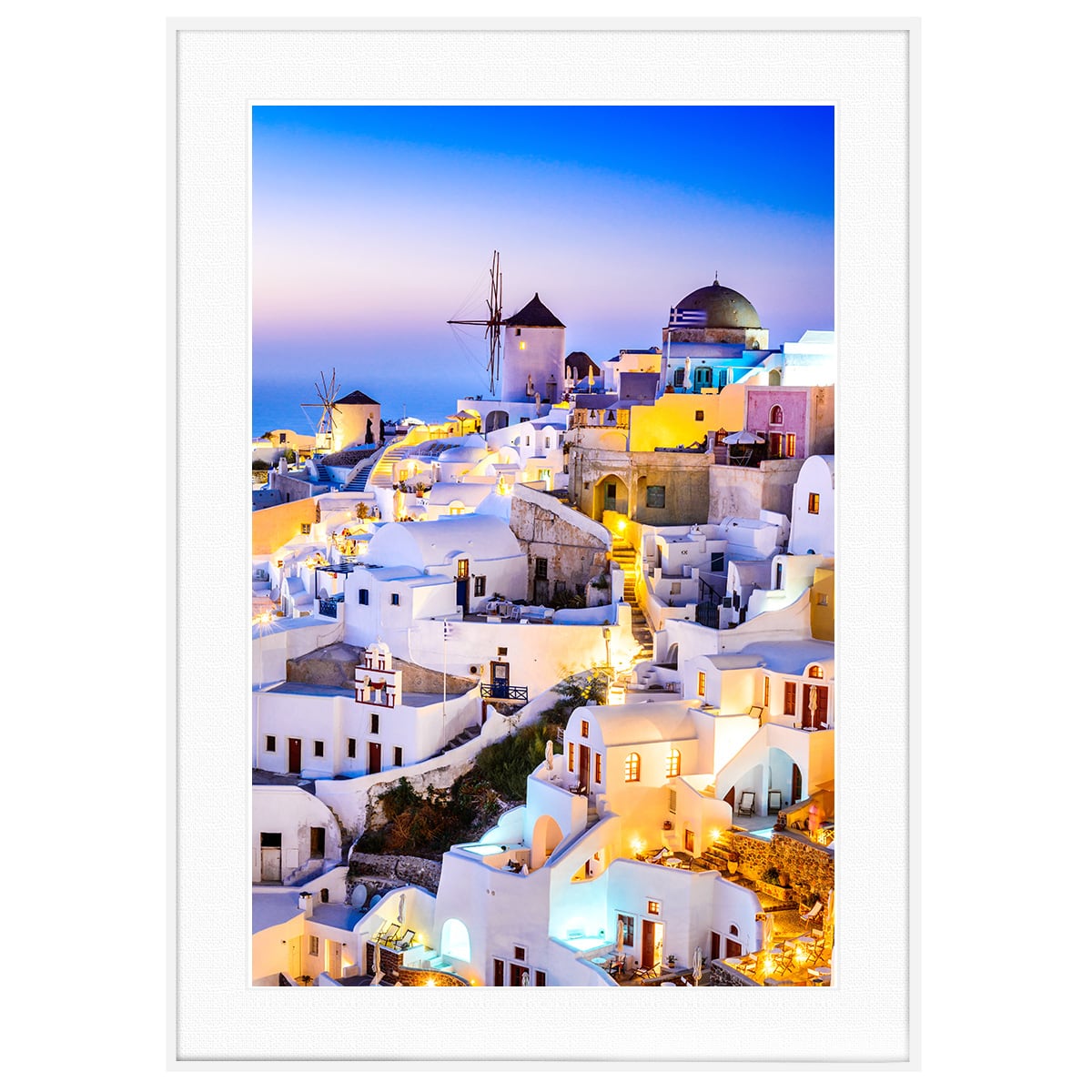ギリシャ 風景写真 サントリーニ島の夕日 インテリアアートポスター額装 AS0512