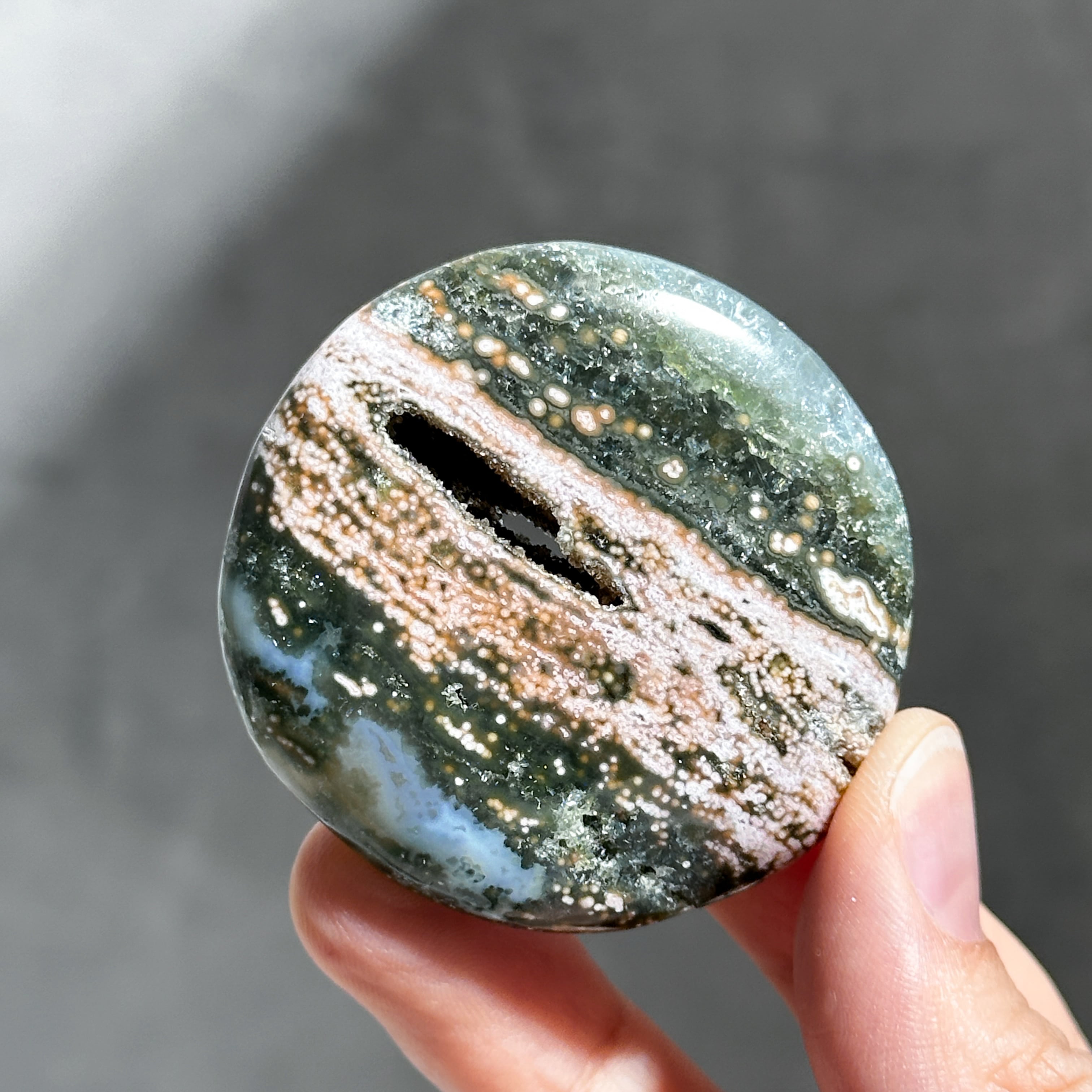 オーシャンジャスパー パームストーン43◇ Ocean Jasper ◇天然石