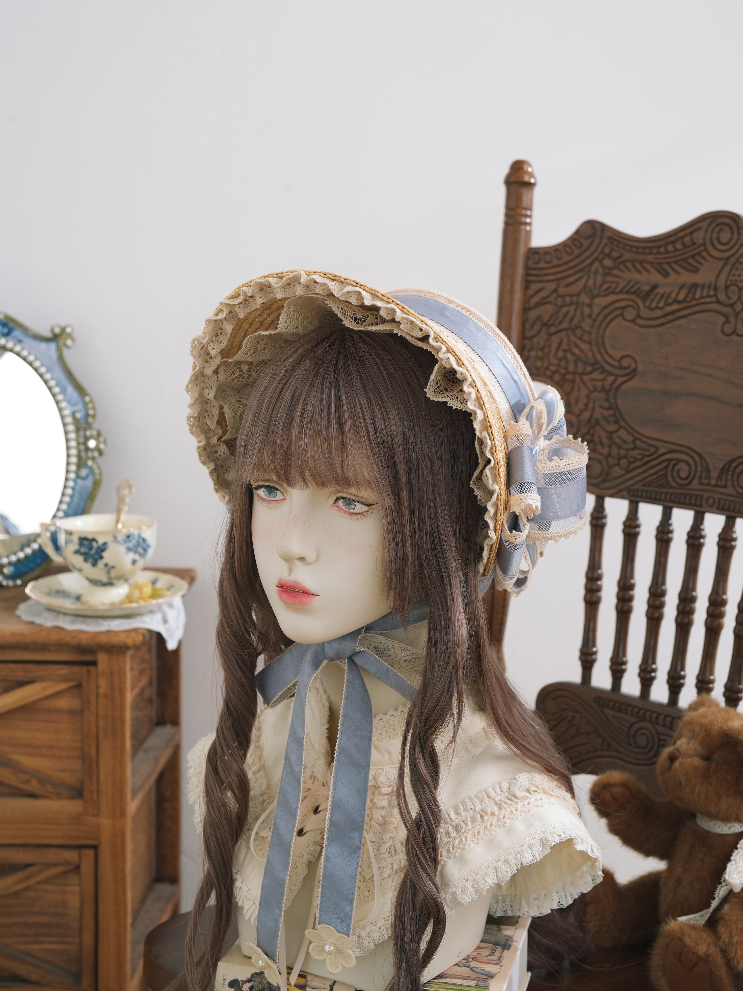 木陰のほほえみ 麦わらリボンボンネット | HoshibakoWorks