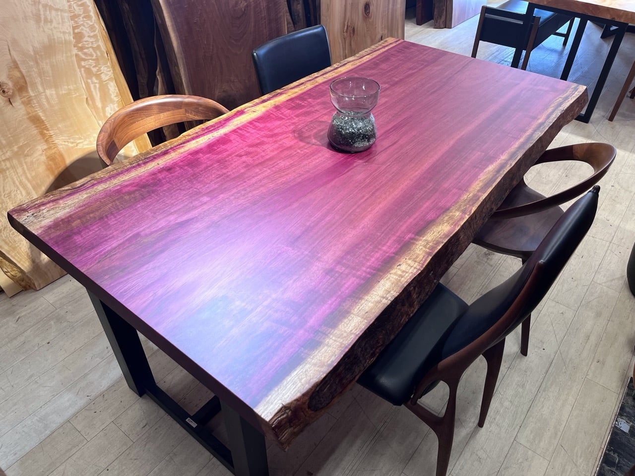 パープルハート M505 一枚板 乾燥材 テーブル DIY 耳付 天板 座卓  