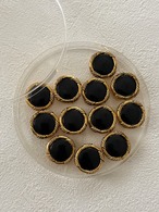 Japanese Vintage ボタン 18mm ブラック×ゴールド カボション プラスチック アクセサリーパーツ 装飾材 カルトナージ