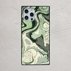 受注生産 iPhoneケース グリーンと黒の渦巻きマーブル｜マーブルアート PABS082C