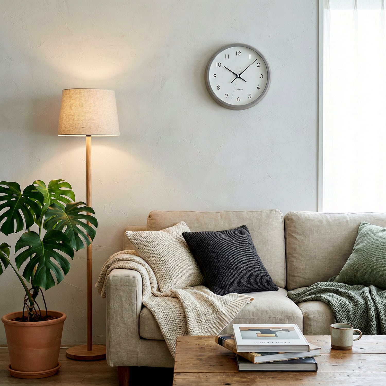 KATOMOKU muku clock 13 グレー km-104GR 掛け時計 | 加藤木工株式会社