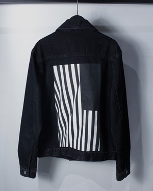 【Caka BLACK】“Calvin Klein Jeans” Monotone Art Graphic Denim Tracker Jacket