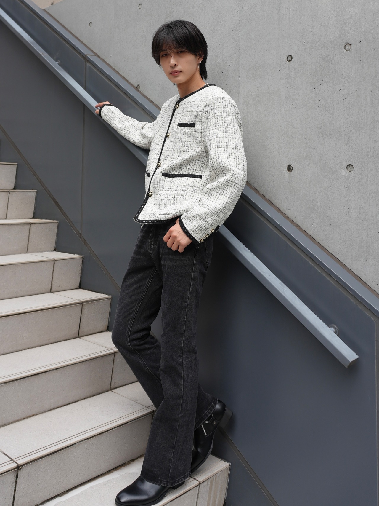 ALUDE SELECT】fine lame elegant tweed jacket(2color) | 【ALUDE 