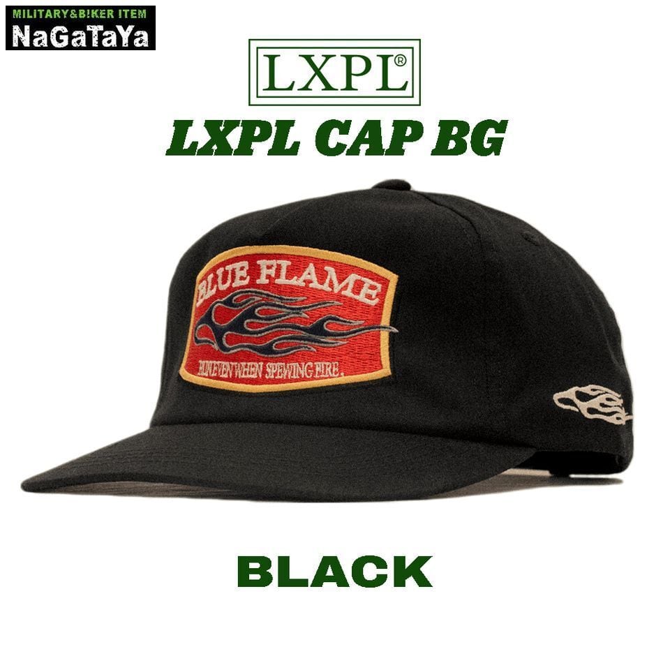 LXPL CAP BG バイカーフレームパッチ トラッカーキャップ ブラック