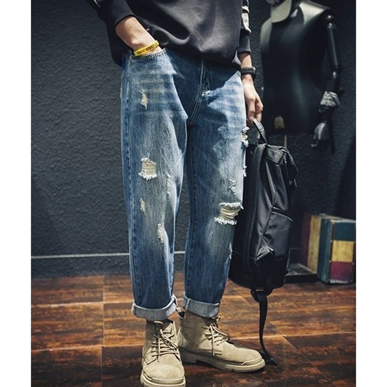 ヴィンテージウォッシュ ダメージジーンズ 10139