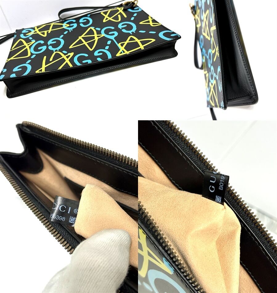 美品】GUCCI グッチ クラッチバッグ ゴースト ghost ユニセックス 美品】GUCCI グッチ クラッチバッグ ゴースト ghost ユニセックス
