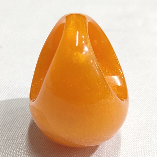 バブルラウンドリング W レジン オレンジラメ 指輪 ボリュームリング