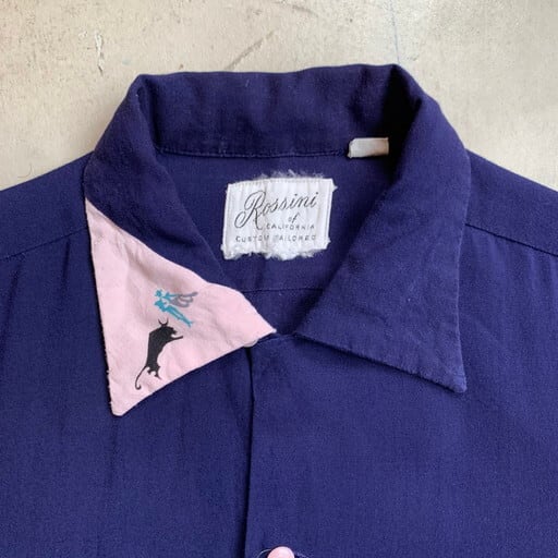 60's Rossini of California コットンレーヨンシャツ 開襟 オープン