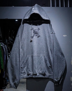 【add (C) vintage】90's "OAKLEY SOFTWARE" Metallic Skull Graphic Vintage Loose Boro Pullover Hoodie