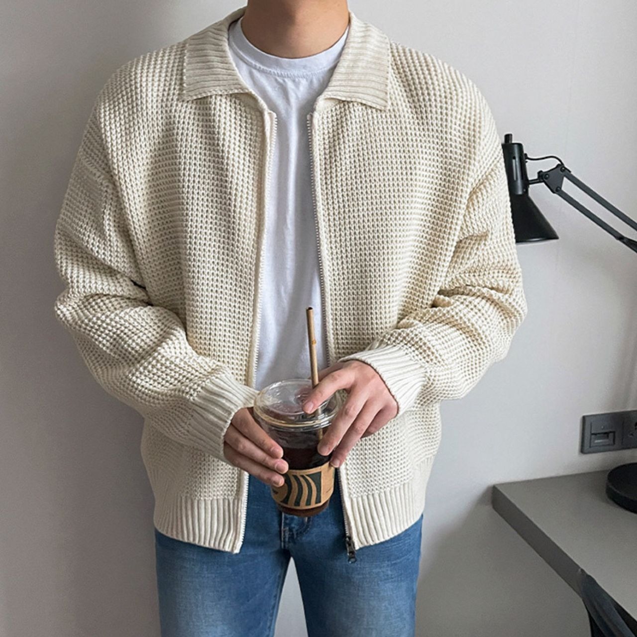 ラペルジップアップニット　MT0080315