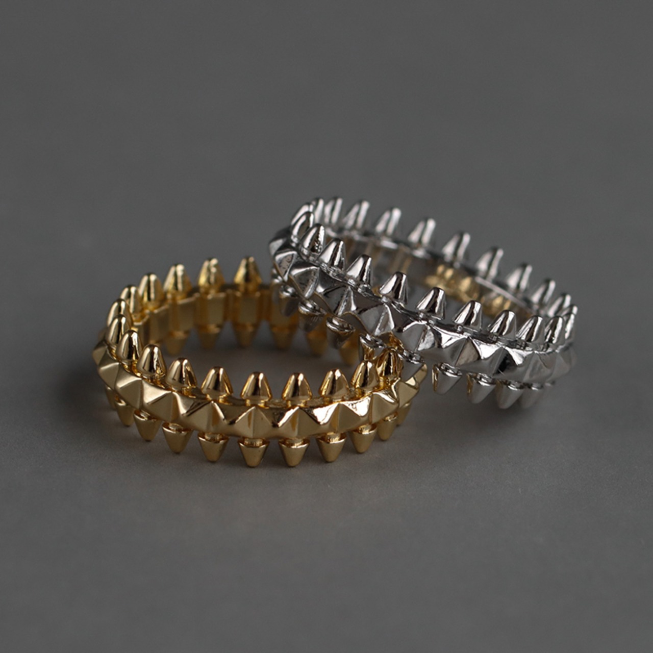 【ネコポス便】金属アレルギー対応 リング 12号相当 ワンサイズのみ スパイク リング 指輪 レディース ステンレス 18K 高見え 上品 大人可愛い ステンレスリング 2528