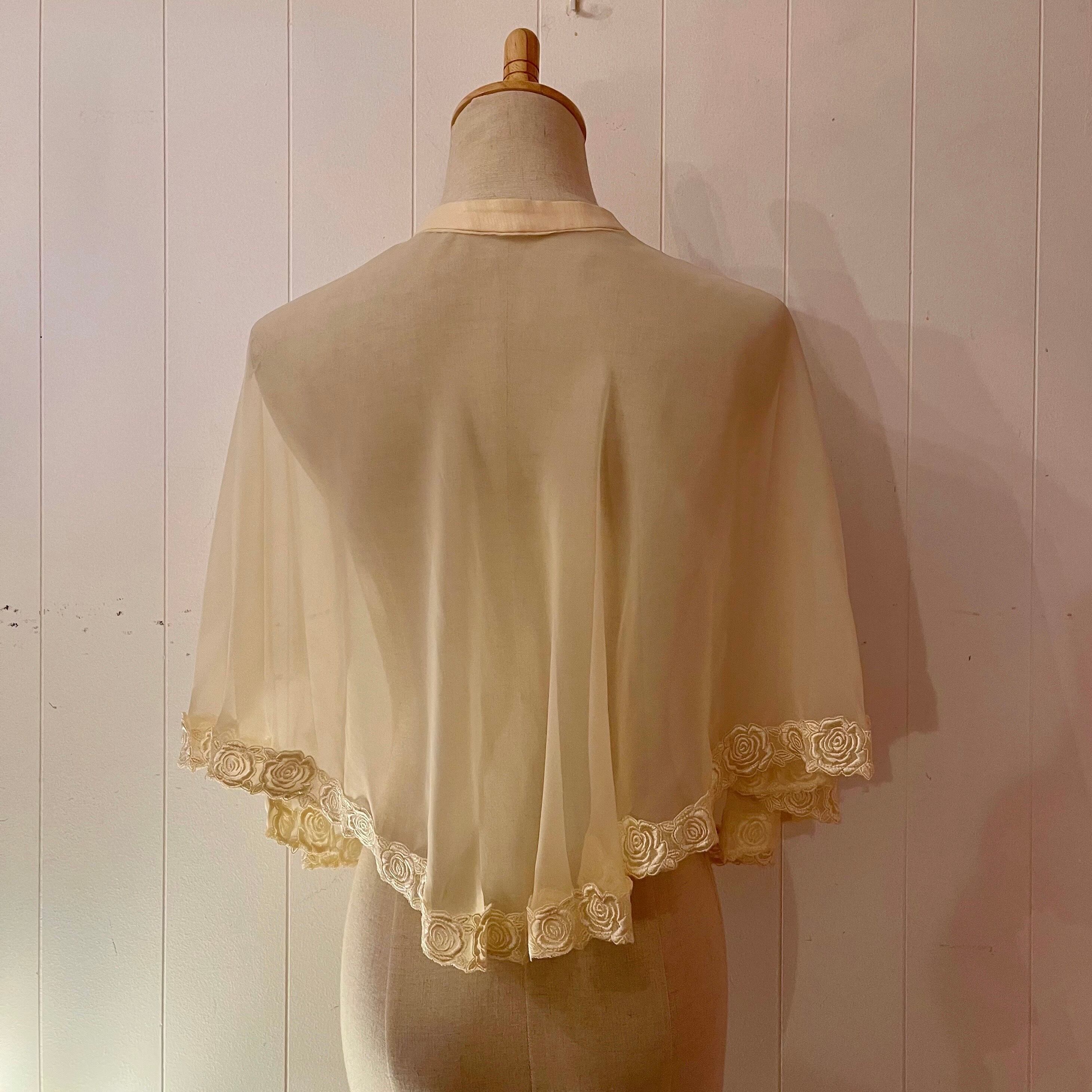 rose lace cream tulle cape