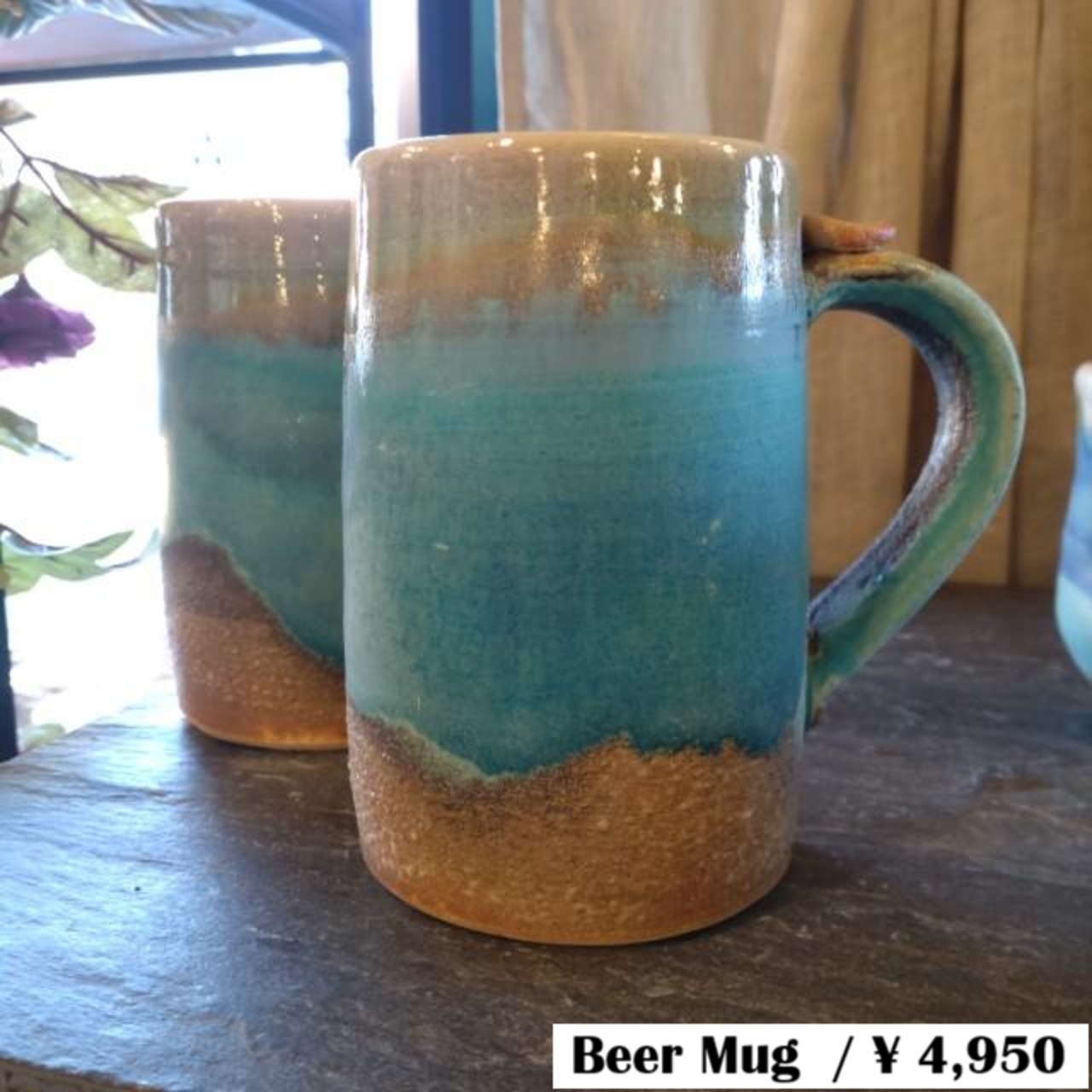 [Mashiko Ware] Mashiko Ware Beer Mug Plate Turquoise Drink Beer Highball Made in Japan