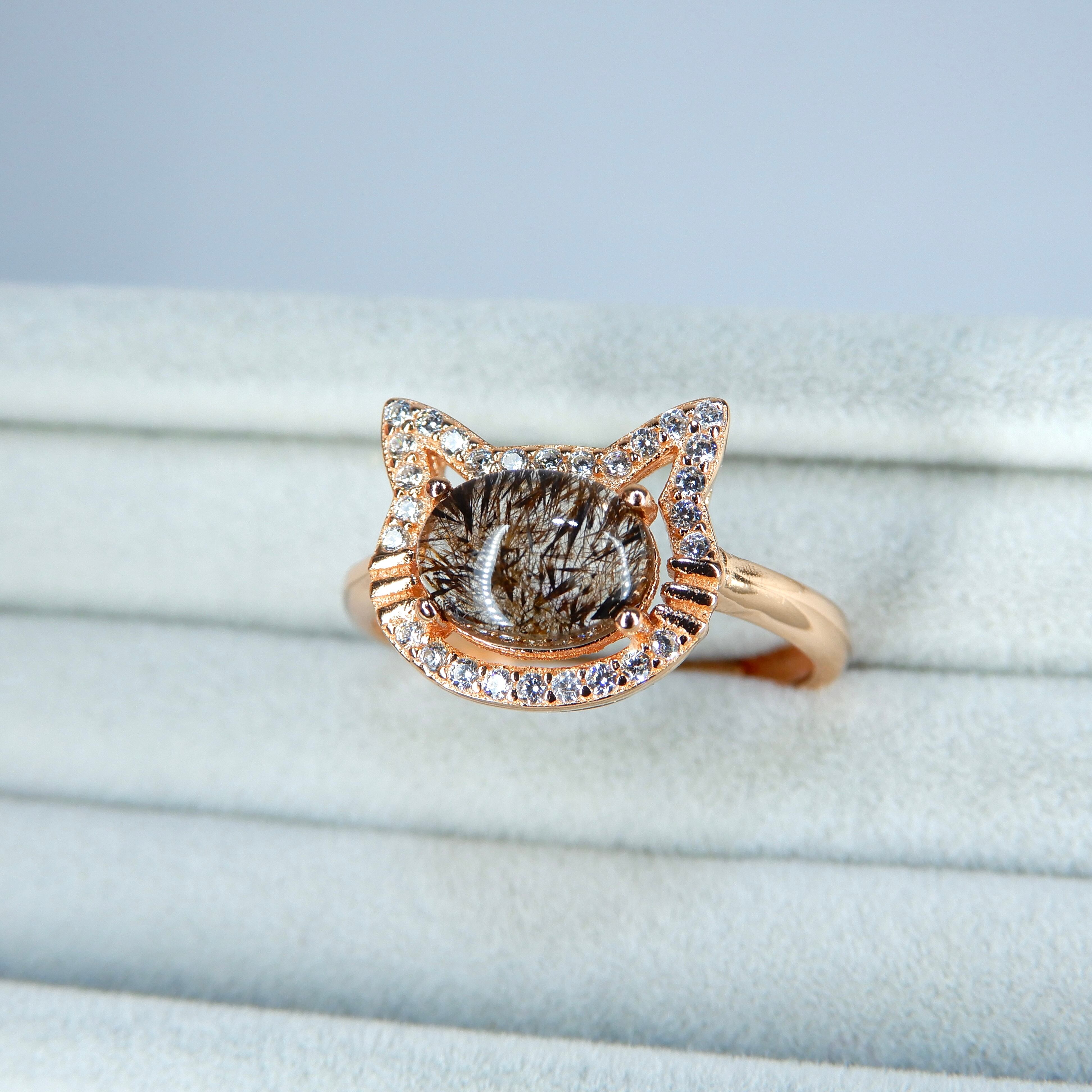 ねこ Ring♦︎エレスチャルクォーツ♦︎PGカラー