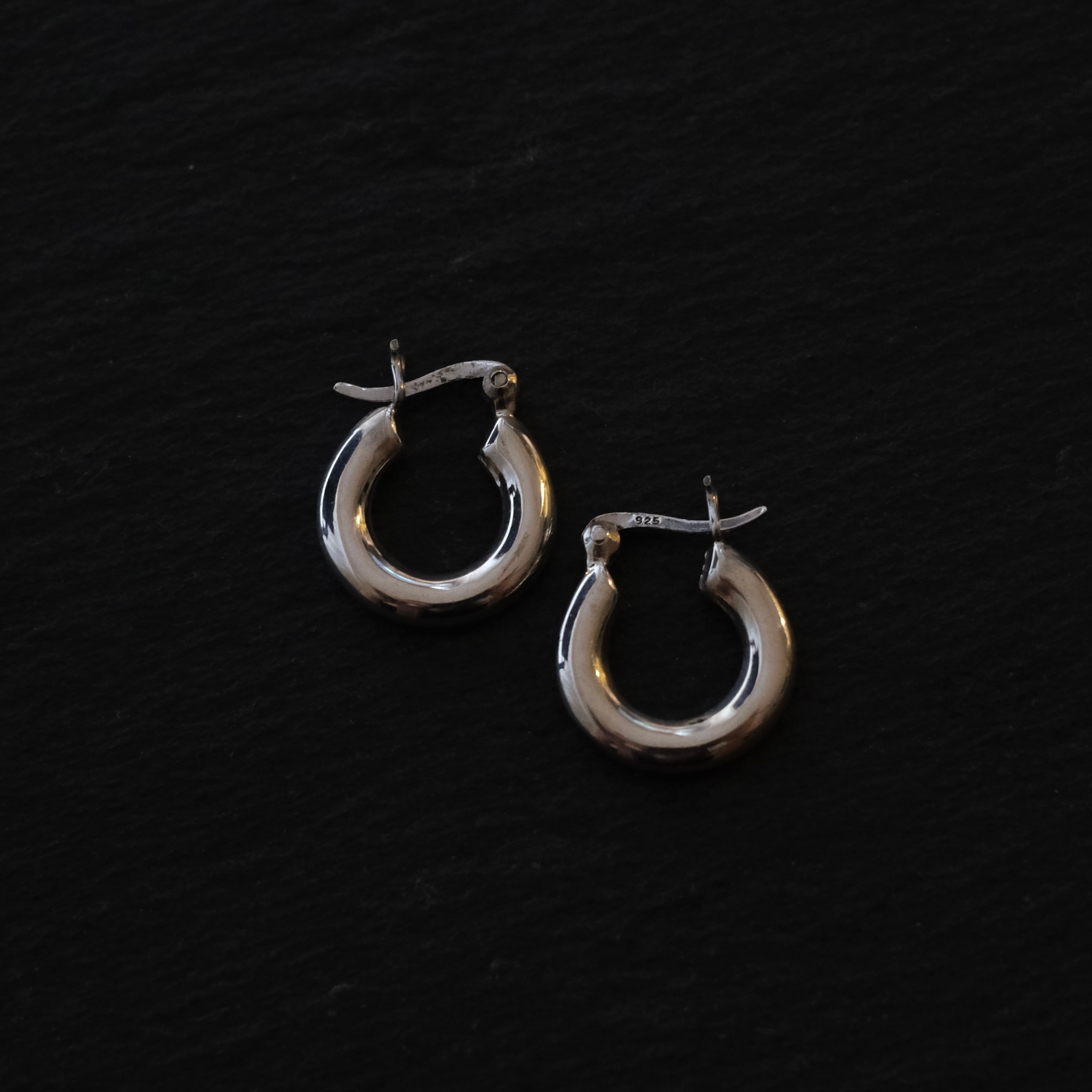 シルバー925 silver スモールフープピアス/軽研磨仕上げ/両耳