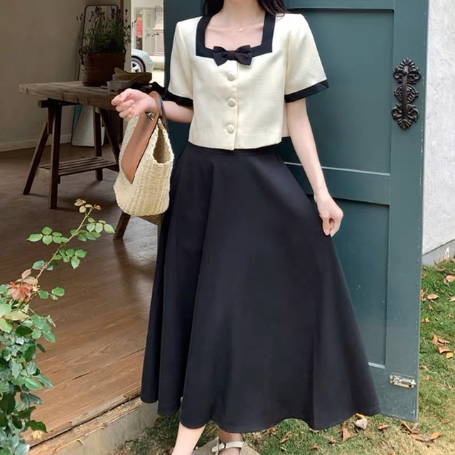 square collar jacket and skirt 2 piece set　A0195