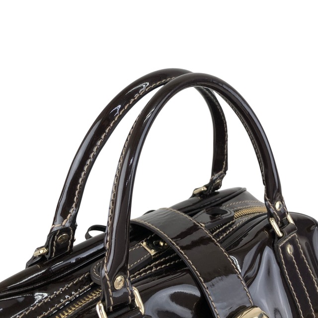 GUCCI グッチ ハンドバッグ ブラウン ベルト リボン エナメル ボストンバッグ vintage ヴィンテージ オールド dan4kc