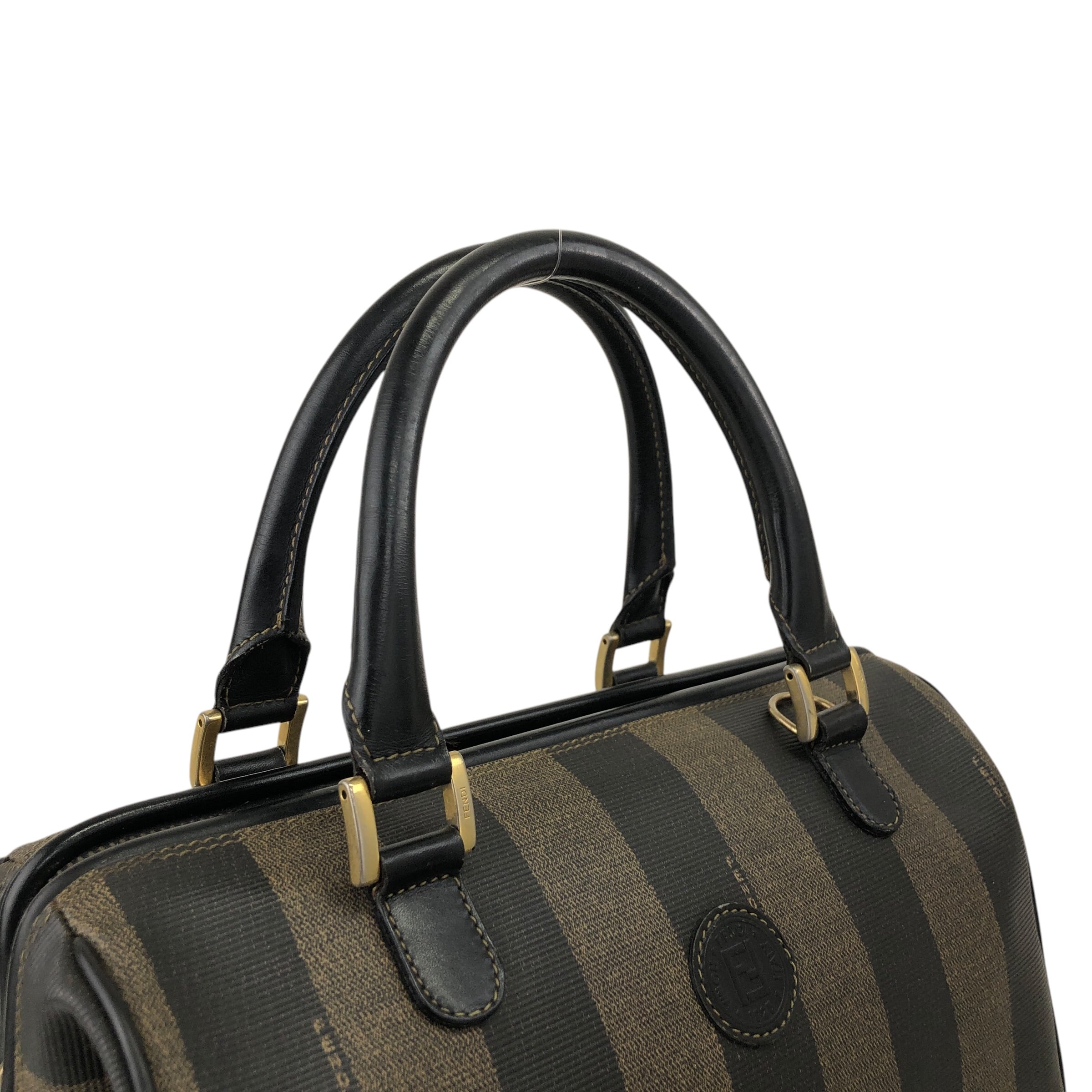 FENDI フェンディ ペカン ショルダーバッグ ブラック ロゴ PVC レザー