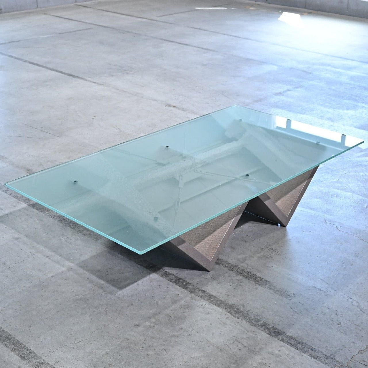 ★Arflex 12万「モンターニャ/MONTAGNA」センターテーブル オーク材 ロー ガラス リビング ラウンジ 待合室 店舗 モダン アルフレックス 【中古家具/中古インテリア/USED家具ユーズド家具/リサイクル】