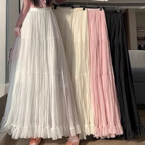 4色/ティアードチュールマキシスカート ・75756 4色/ティアードチュールマキシスカート ・75756