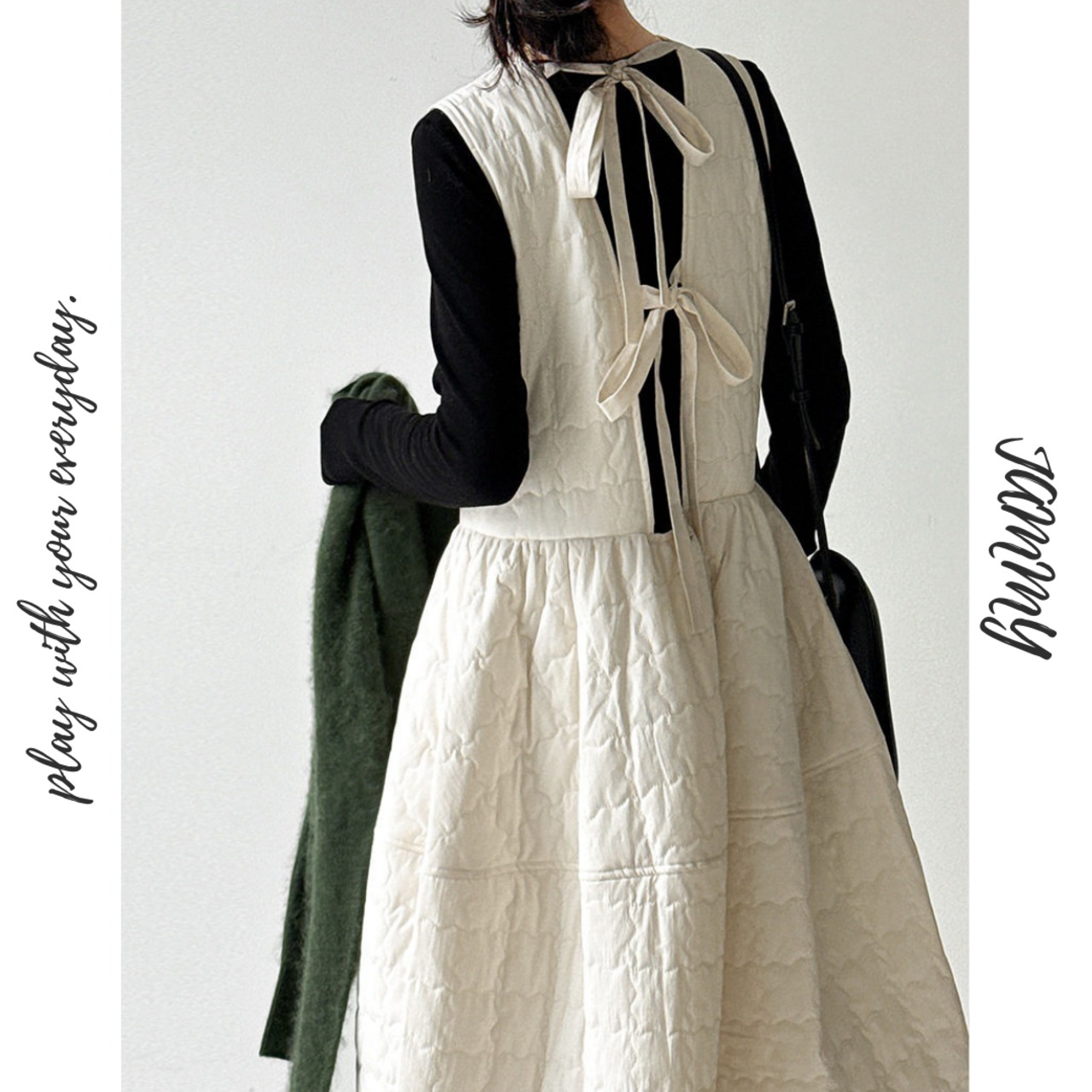 back-ribbon sleeveless one-piece　J00398