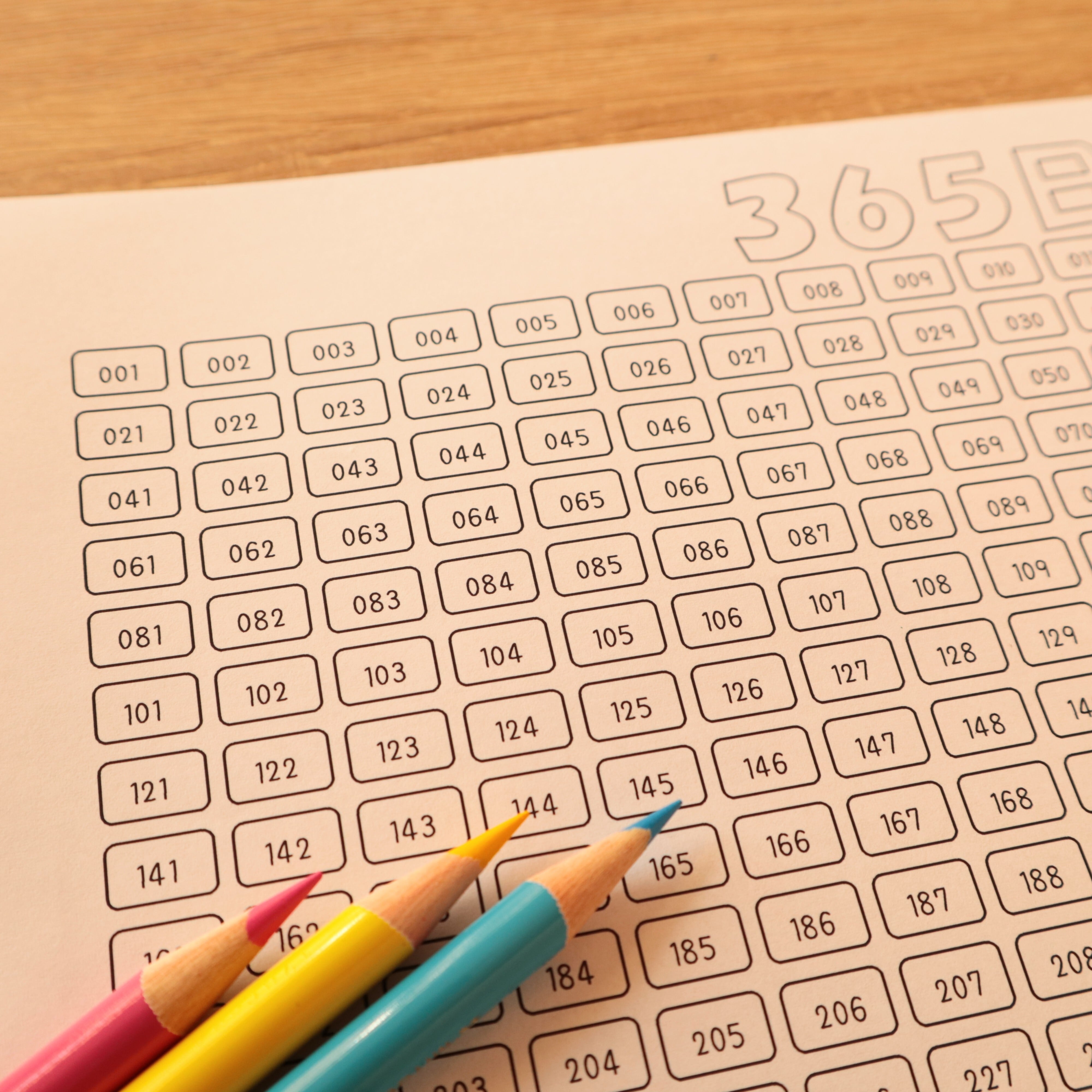 365日貯金＊スクエア＊四角＊シンプル＊ぬりえ＊貯金＊貯金シート