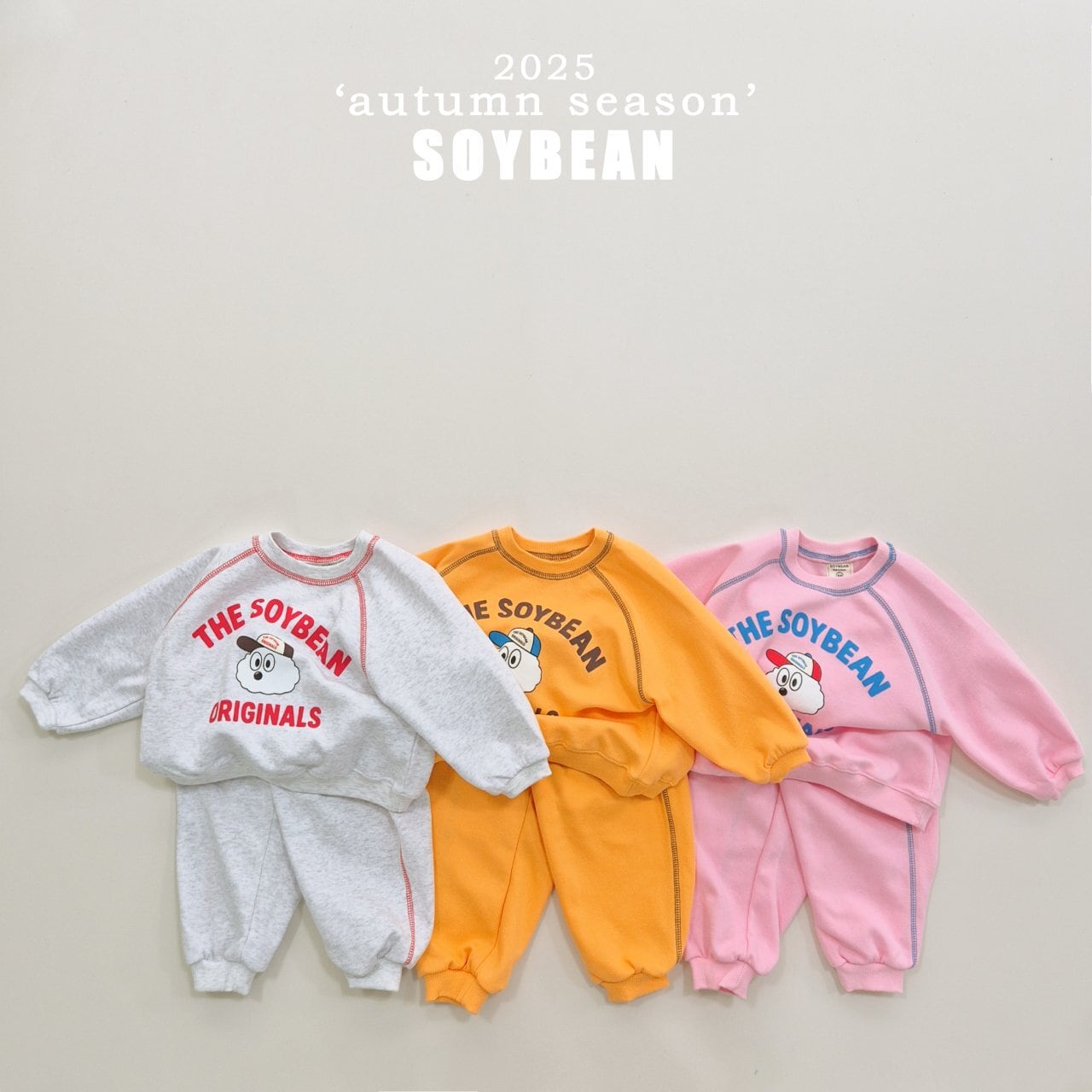 «Sold out»«ジュニアサイズあり»«soybean» ステッチセットアップ 3colors