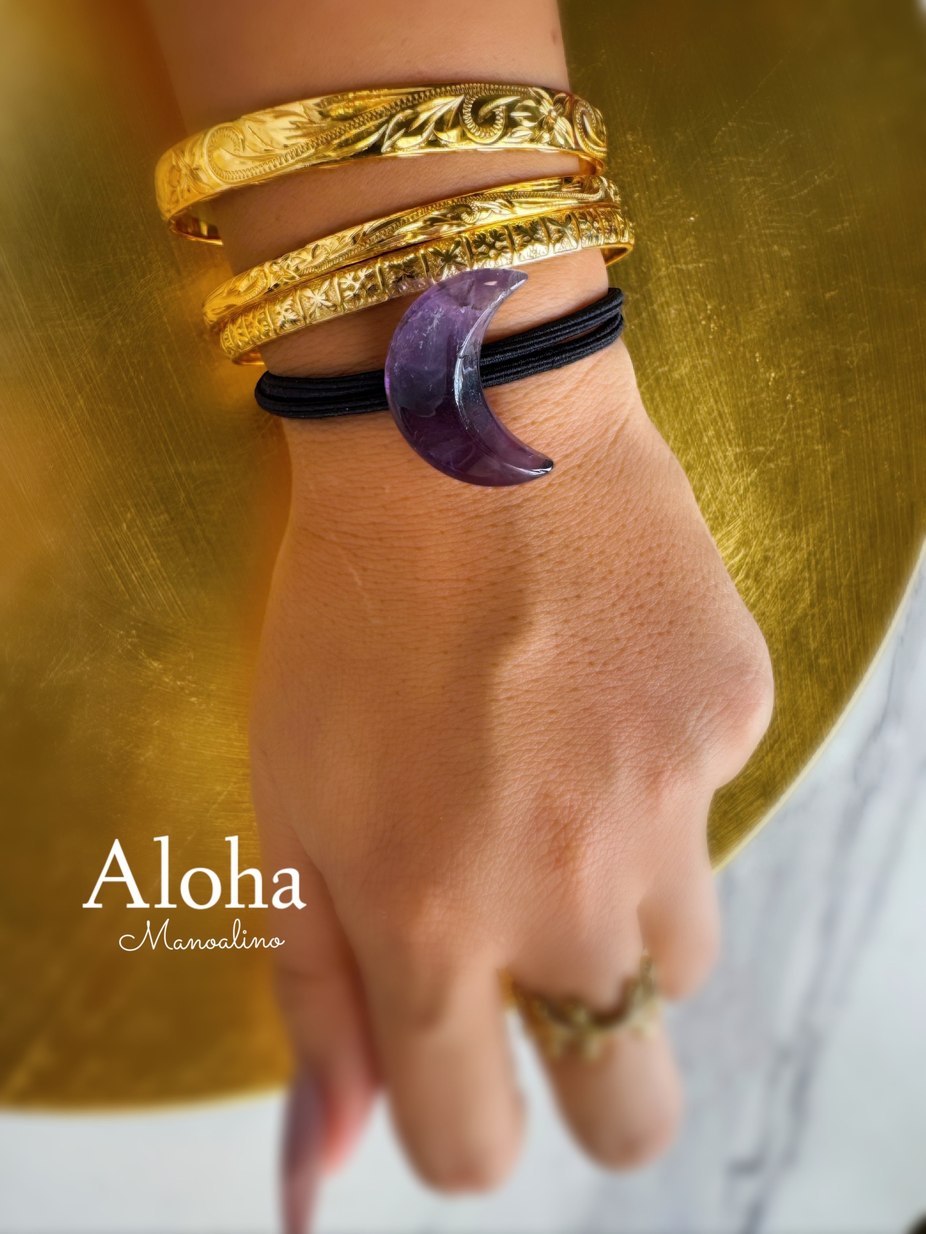 Mahina moon amethyst hair accessory(月アメジストヘアゴム