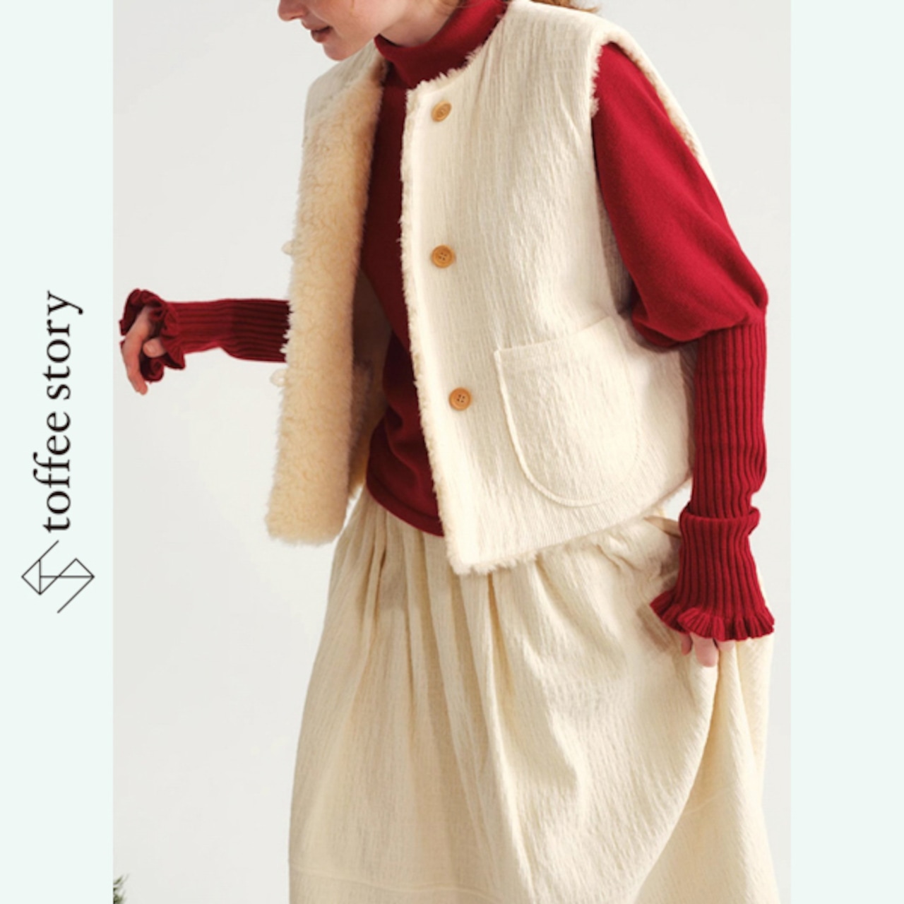 「まどろみベリーと月夜の羊」リバーシブルベストとコーデュロイスカートのセットアップ《P0324》