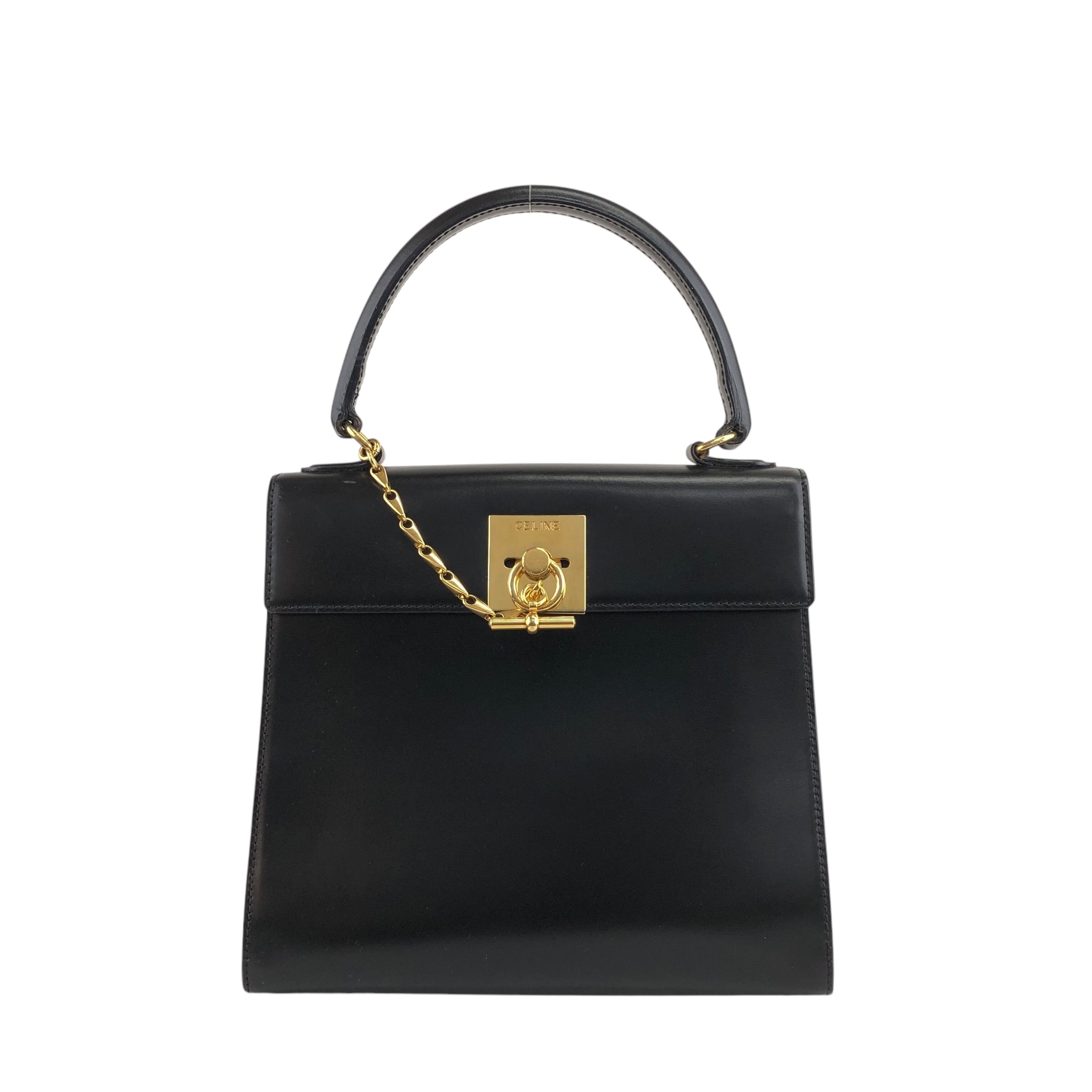 CELINE セリーヌ ハンドバッグ ブラック ガンチーニ チェーン レザー