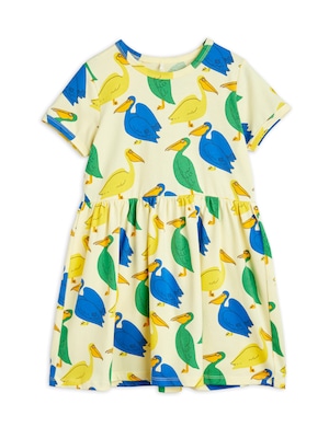 【23AW pre 】minirodini( ミニロディーニ )Pelican aop ss dress yellow ワンピース　ペリカン　鳥