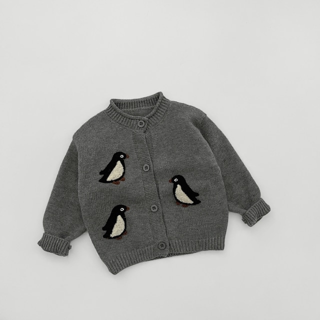 【73-110】秋刺繍入りニットカーディガン ベビーキッズ 男の子コーディネート