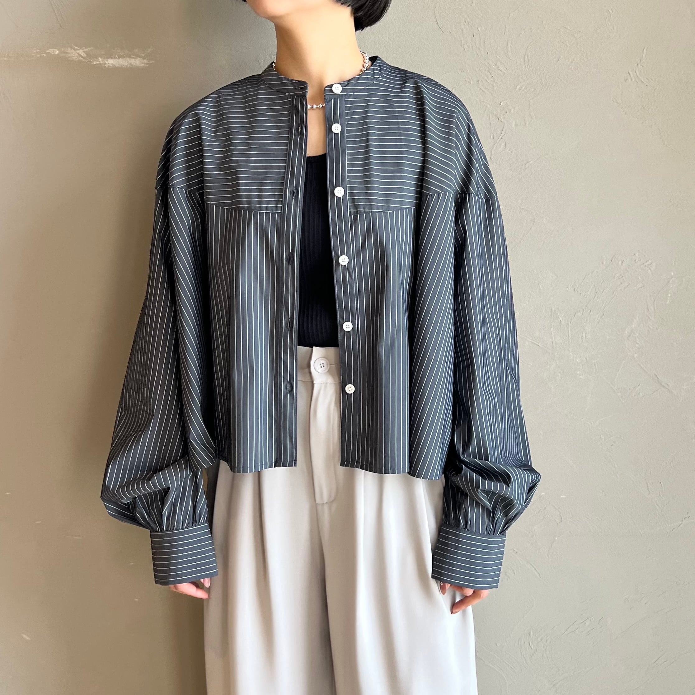 専用⭐︎キュール　ストライプシャツ プルオーバー antiqua ギンガムチェック柄 切替えプルオーバー シャツ メンズ