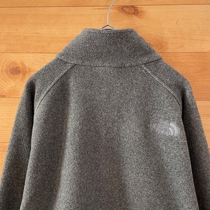 【THE NORTH FACE】フリース ジャケット 中間着 ワンポイントロゴ 刺繍ロゴ バックロゴ ジップアップ フルジップ M グレー アウトドア ノースフェイス US古着