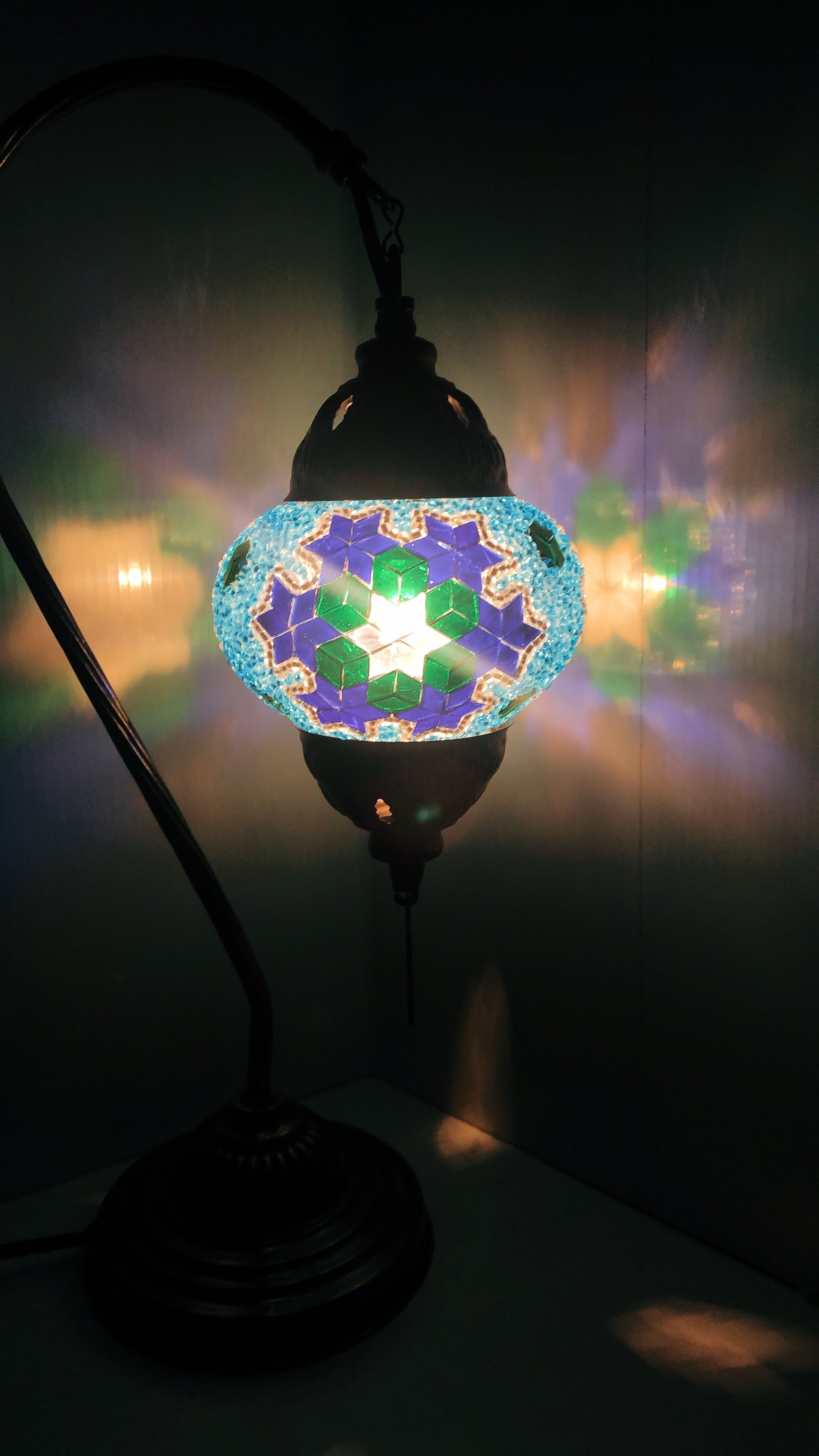 トルコランプ　フロアライト(スタンド型)　グリーン フロアスタンド 3連丸 モザイクランプ トルコランプ ランプ